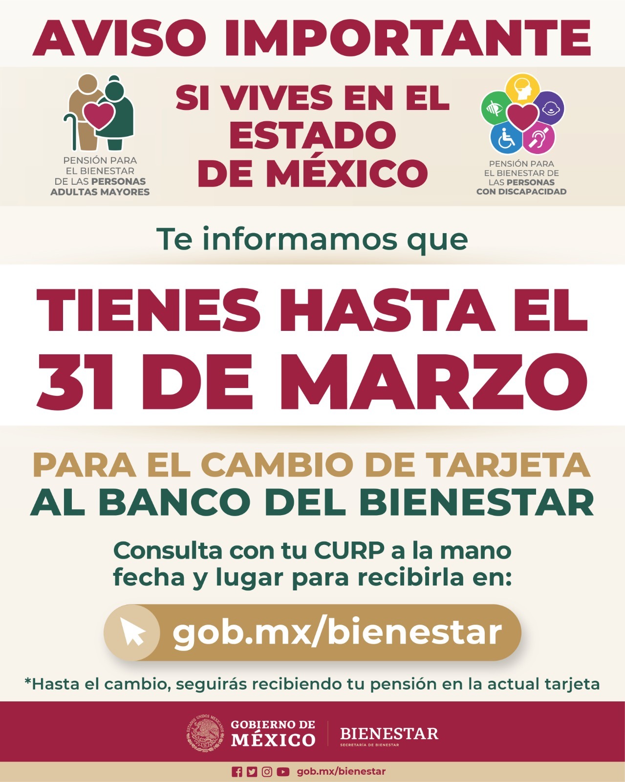 31 de marzo, último día para recoger la nueva tarjeta del Banco de Bienestar en el Estado de México. Noticias en tiempo real