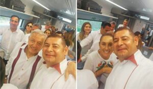 Alejandro Armenta se sube al Tren Maya con AMLO y Sheinbaum